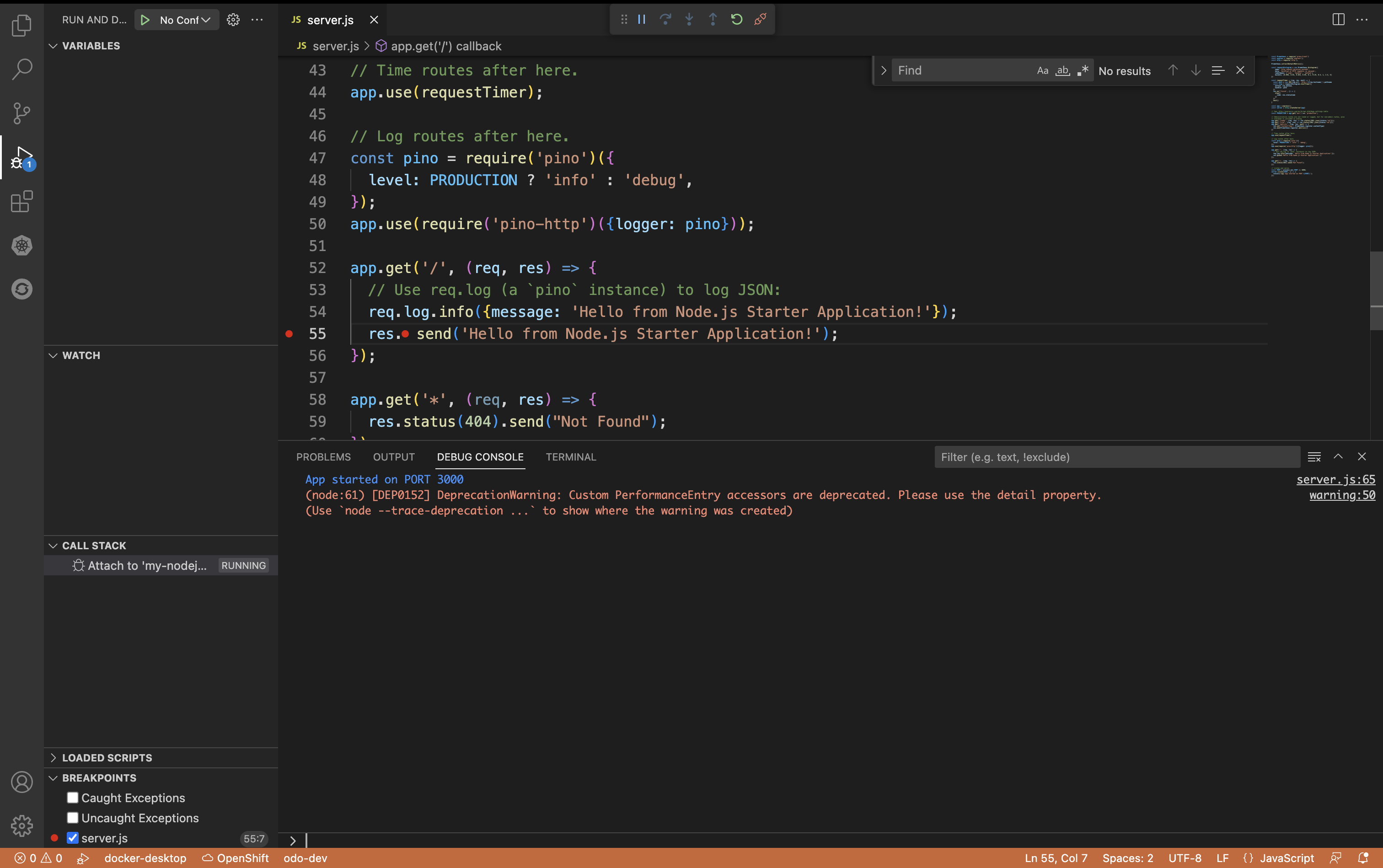 Debugging an Application with OpenShift Toolkit | odo